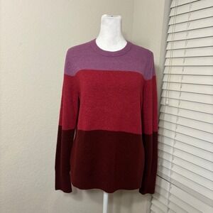 Old Navy size M purple pink red colorblock crew neck sweater